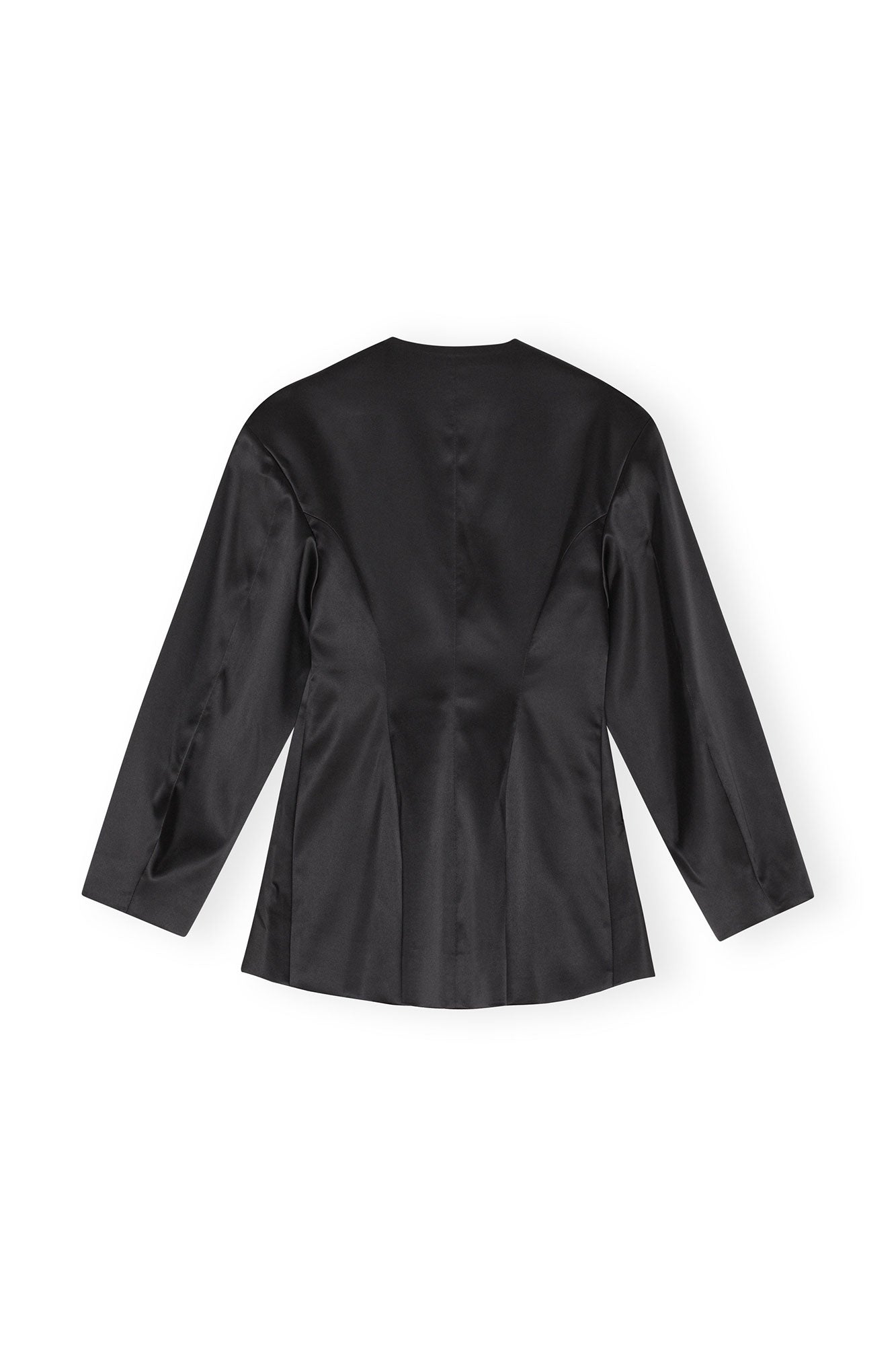 Double Satin Fitted Blazer | Black