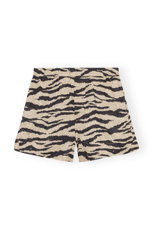 Crinkled Satin Shorts | Pale Khaki