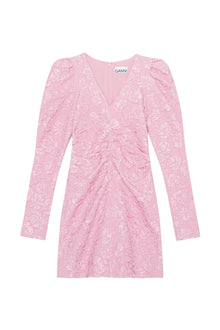 Stretch Jacquard V-neck Mini Dress | Orchid Smoke