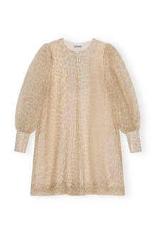 Organza A-shaped Mini Dress | Oyster Gray