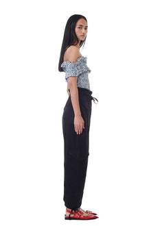 Washed Satin Pocket Pants | Black