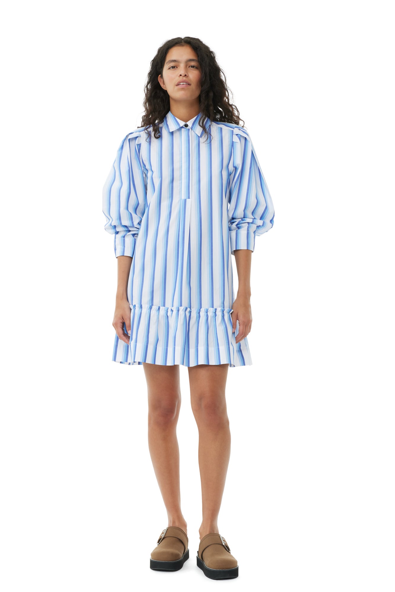 Stripe Cotton Mini Shirt Dress | Silver Lake Blue