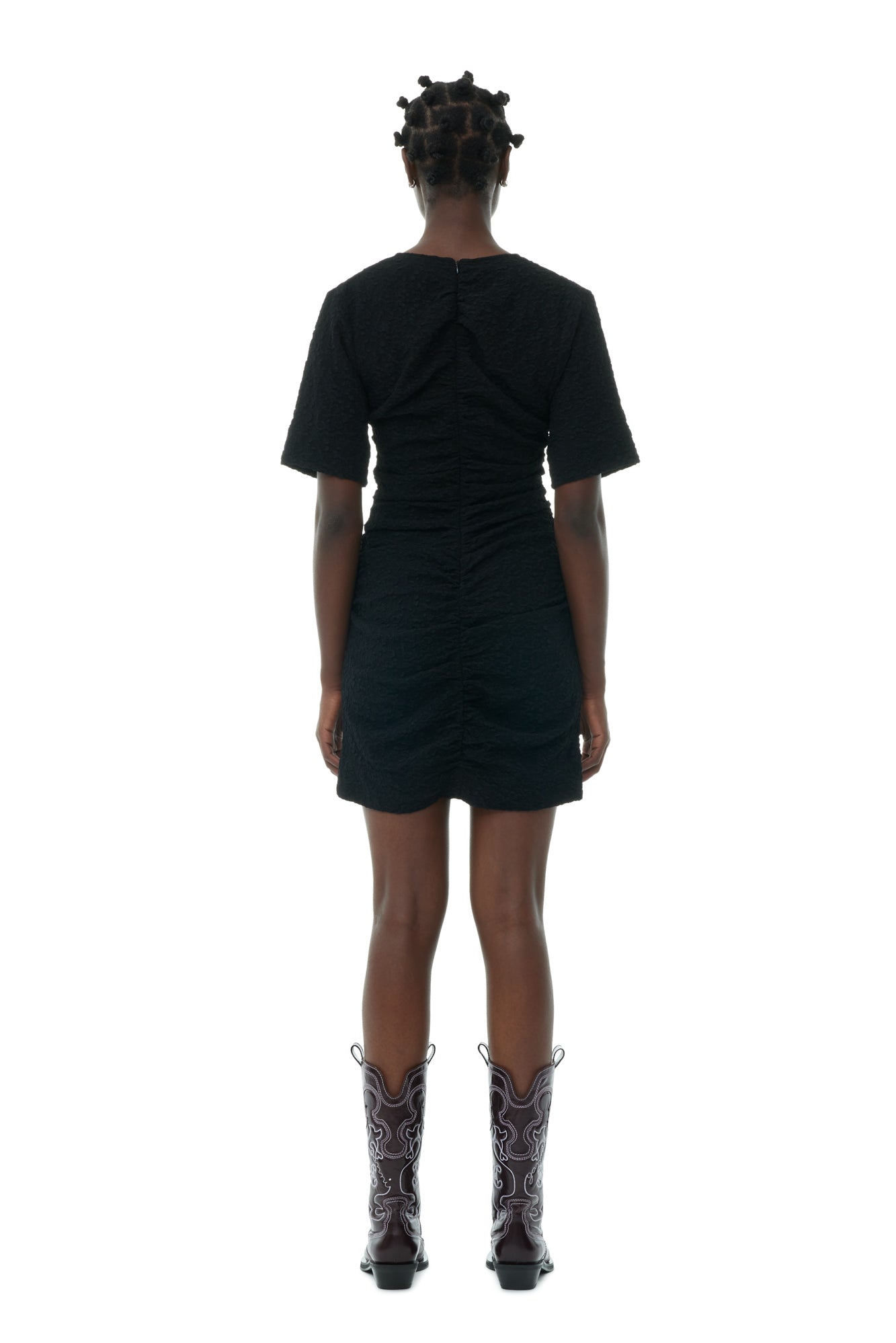 Textured Suiting Mini Dress | Black