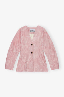 Textured Cloque Curve Sleeve Blazer | Bleached Mauve