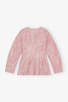 Textured Cloque Curve Sleeve Blazer | Bleached Mauve