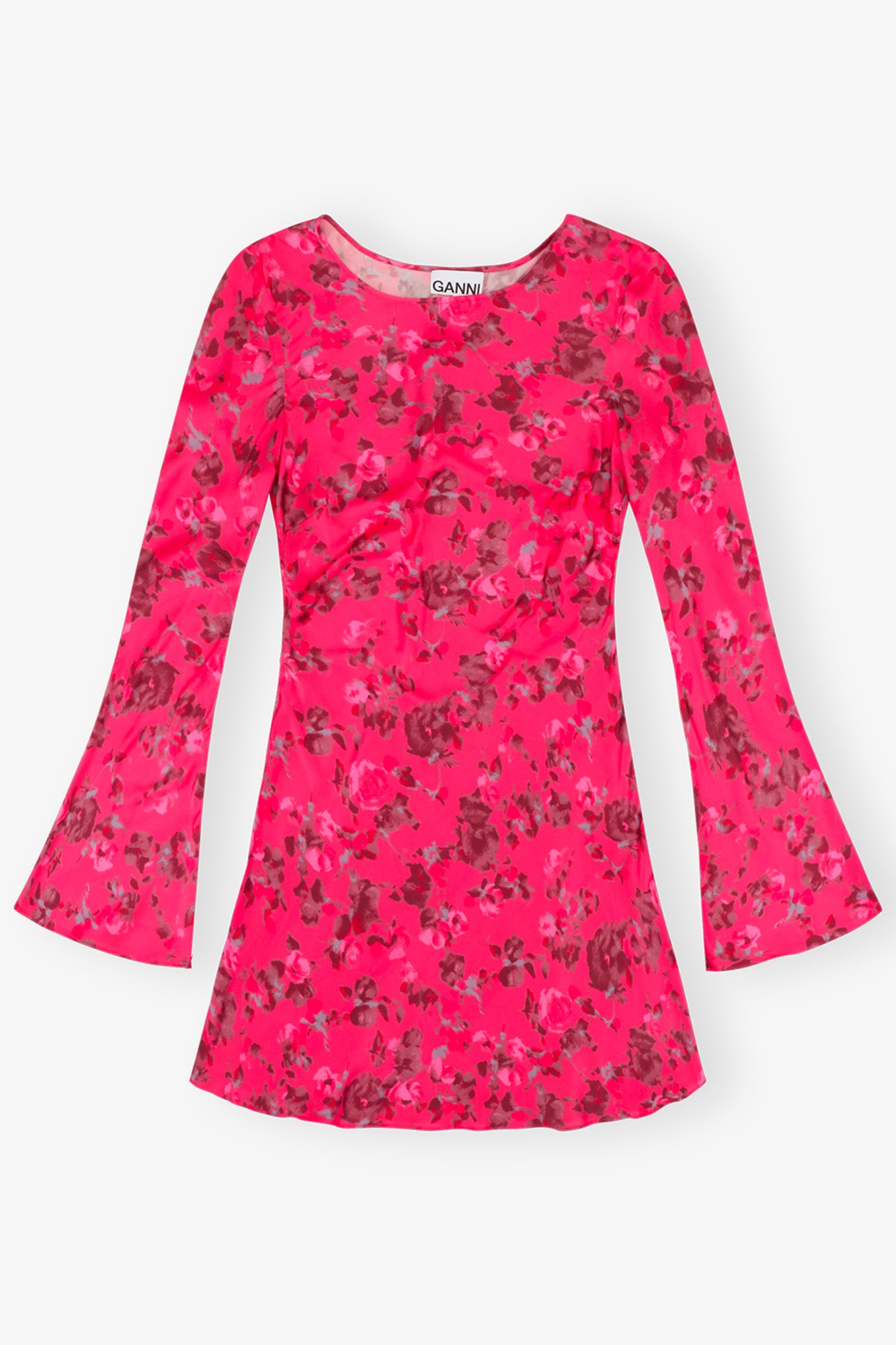 Printed Satin Mini Dress | Raspberry Wine