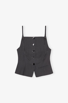 Melange Stripe Suiting Vest Top | Phantom