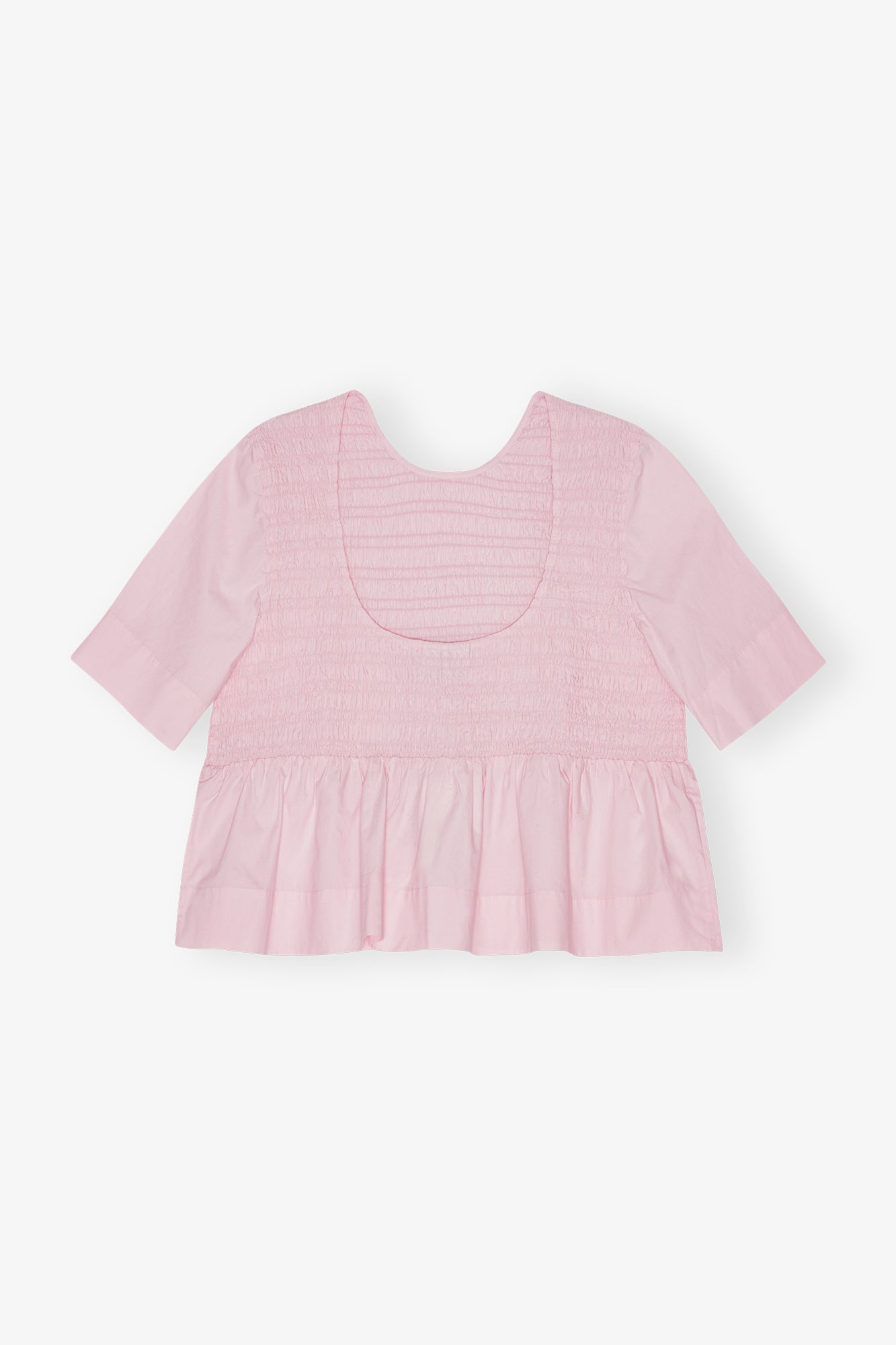 Cotton Poplin Open Back Smock Blouse | Chalk Pink