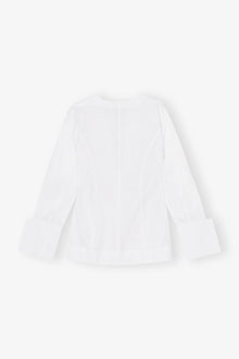 Cotton Poplin V-neck Shirt | Bright White