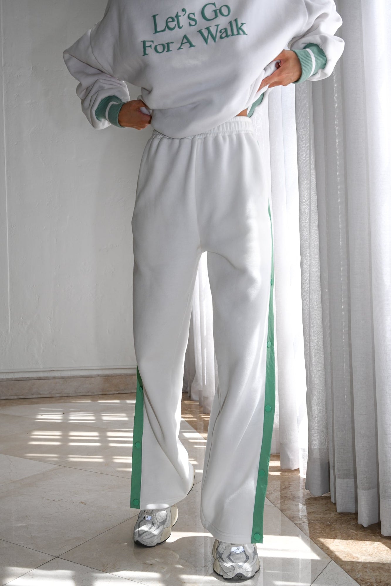 Tearaway Fleece Pants | White & Sage