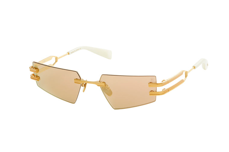 Unisex | Fixe Sunglass | White Gold - Matte White Gold - Bone | Dark Brown w/ Rose Gold Mirror