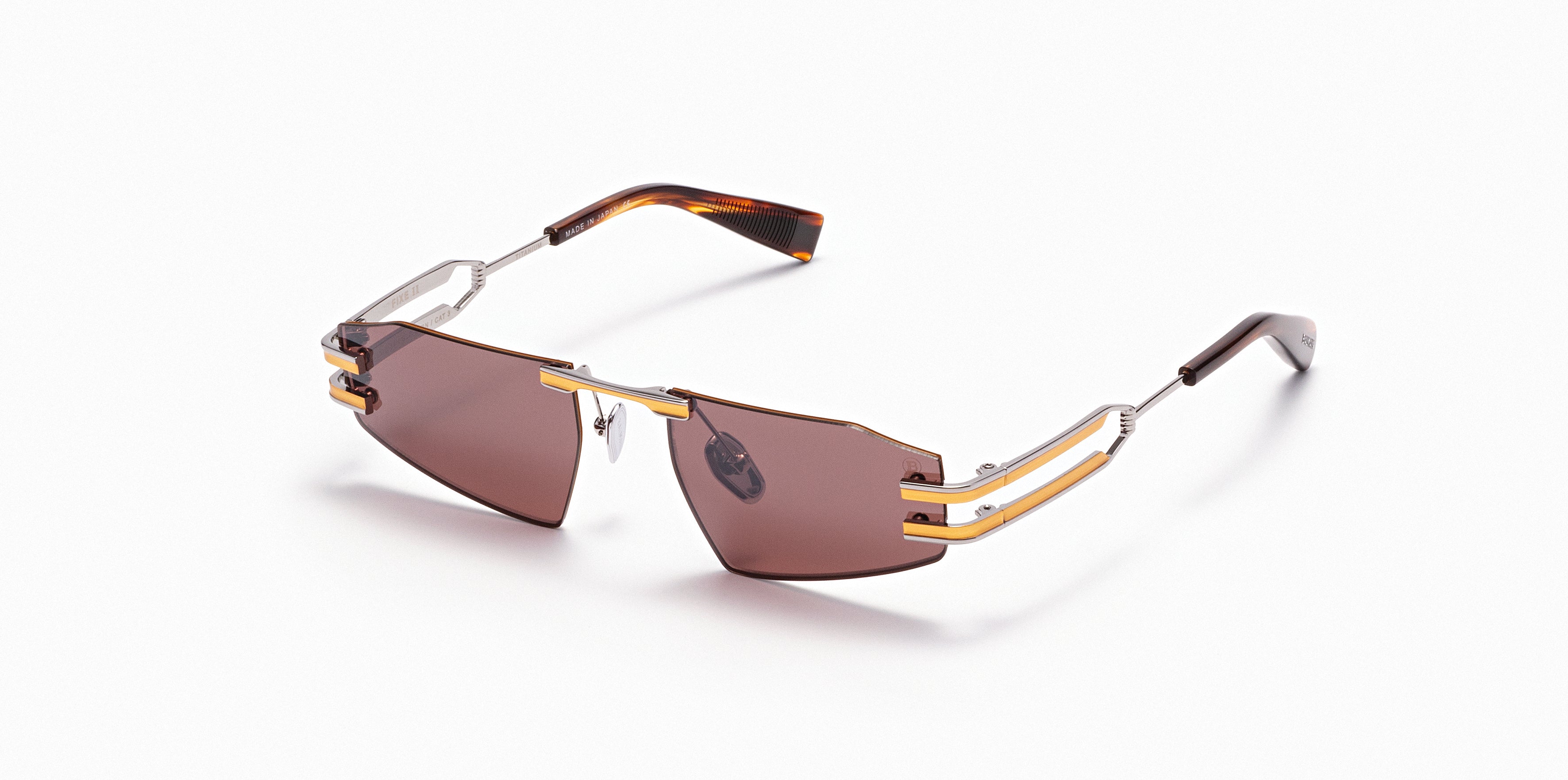 Unisex | Fixe - II Sunglass | Black Palladium - Matte Yellow Gold - Medium Brown Swirl | Dark Brown w/ Black Mirror