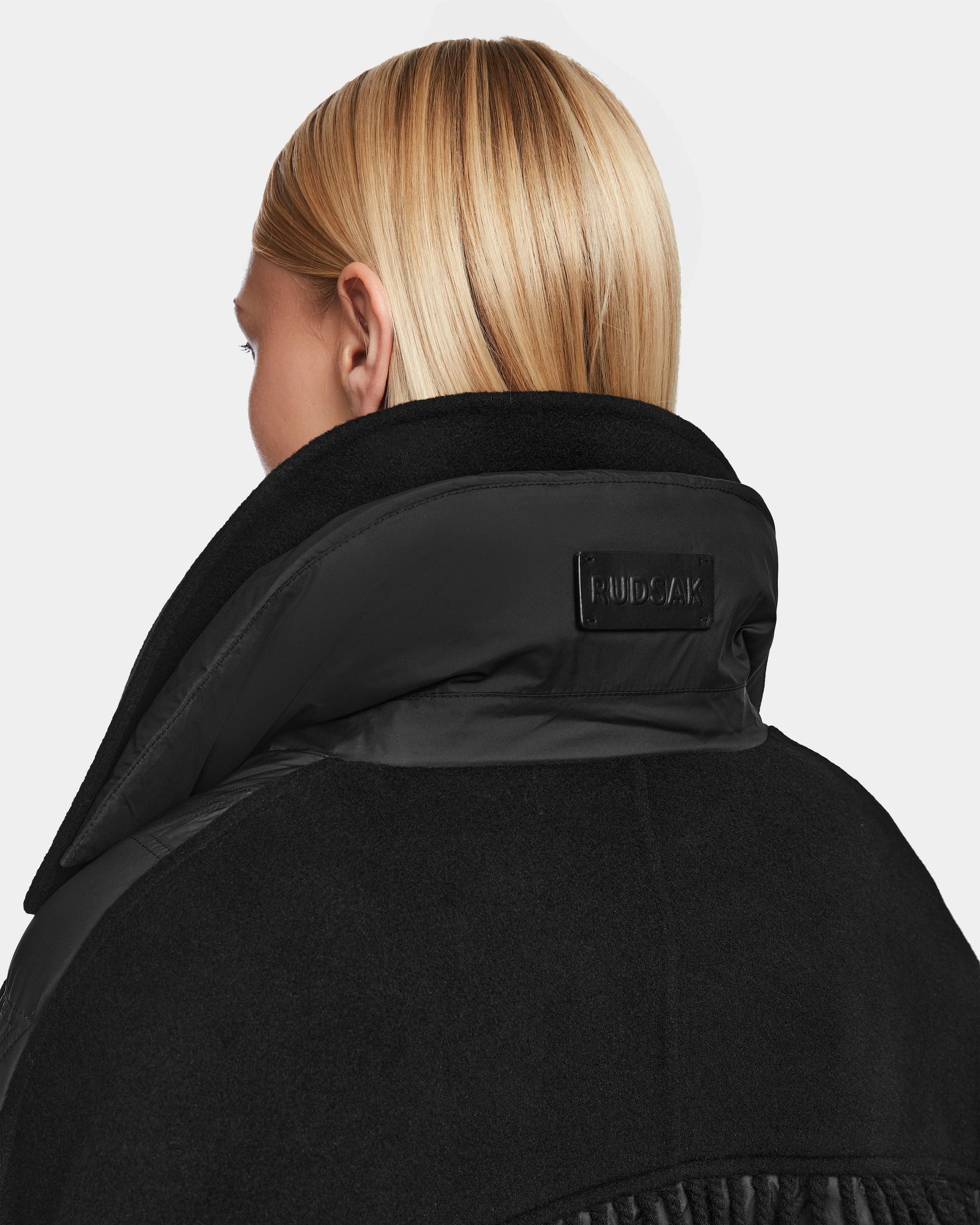 Women | ZOLA Down & Wool Fringe Jacket | Black