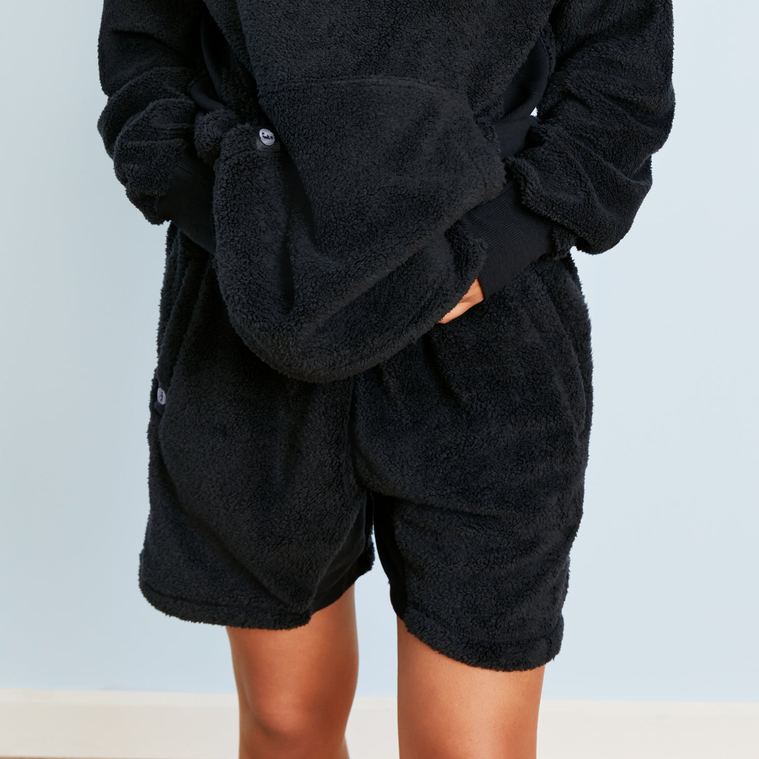 Sherpa Fleece Lounge Shorts | Black
