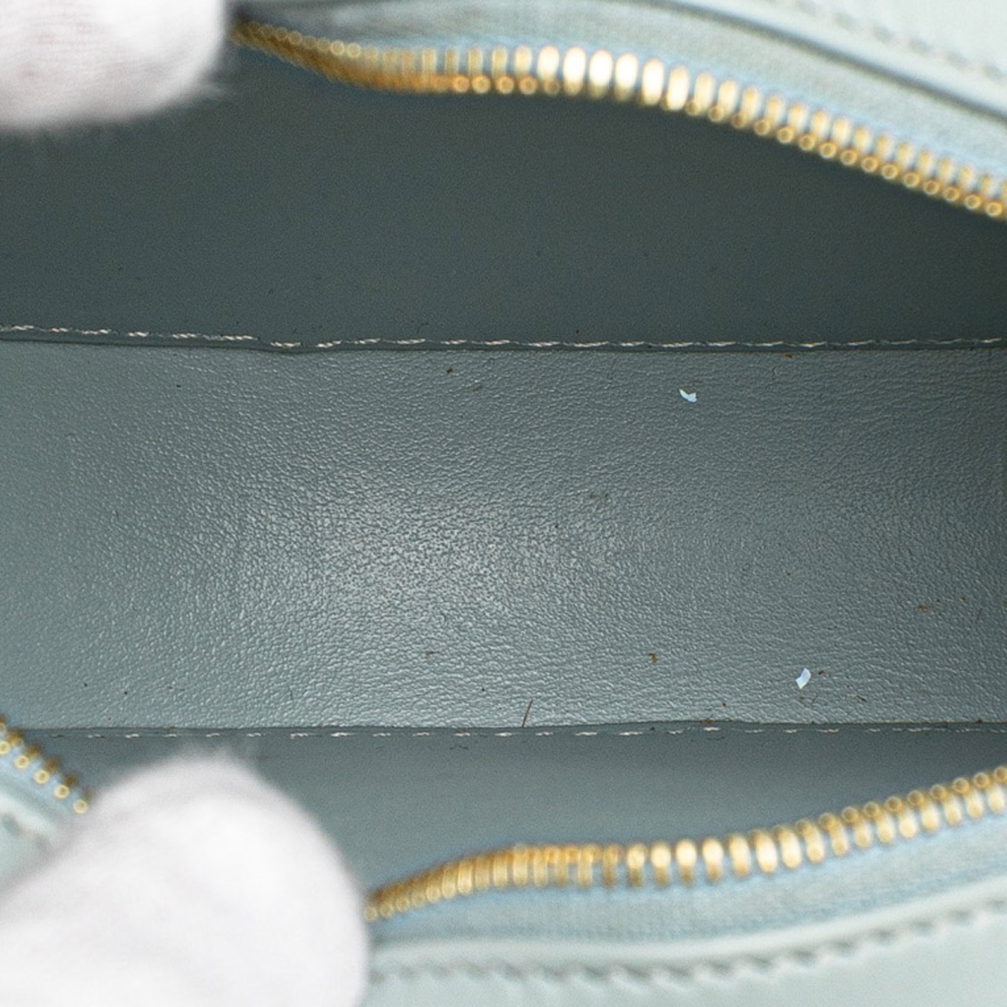 Celine | Pre-Owned Small Calfskin Cuir Triomphe Oval Crossbody | Blue/Light Blue