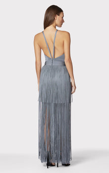 Strappy Halter Fringe Gown | Cinder