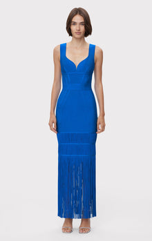 Sweetheart Fringe Gown | Bright Blue