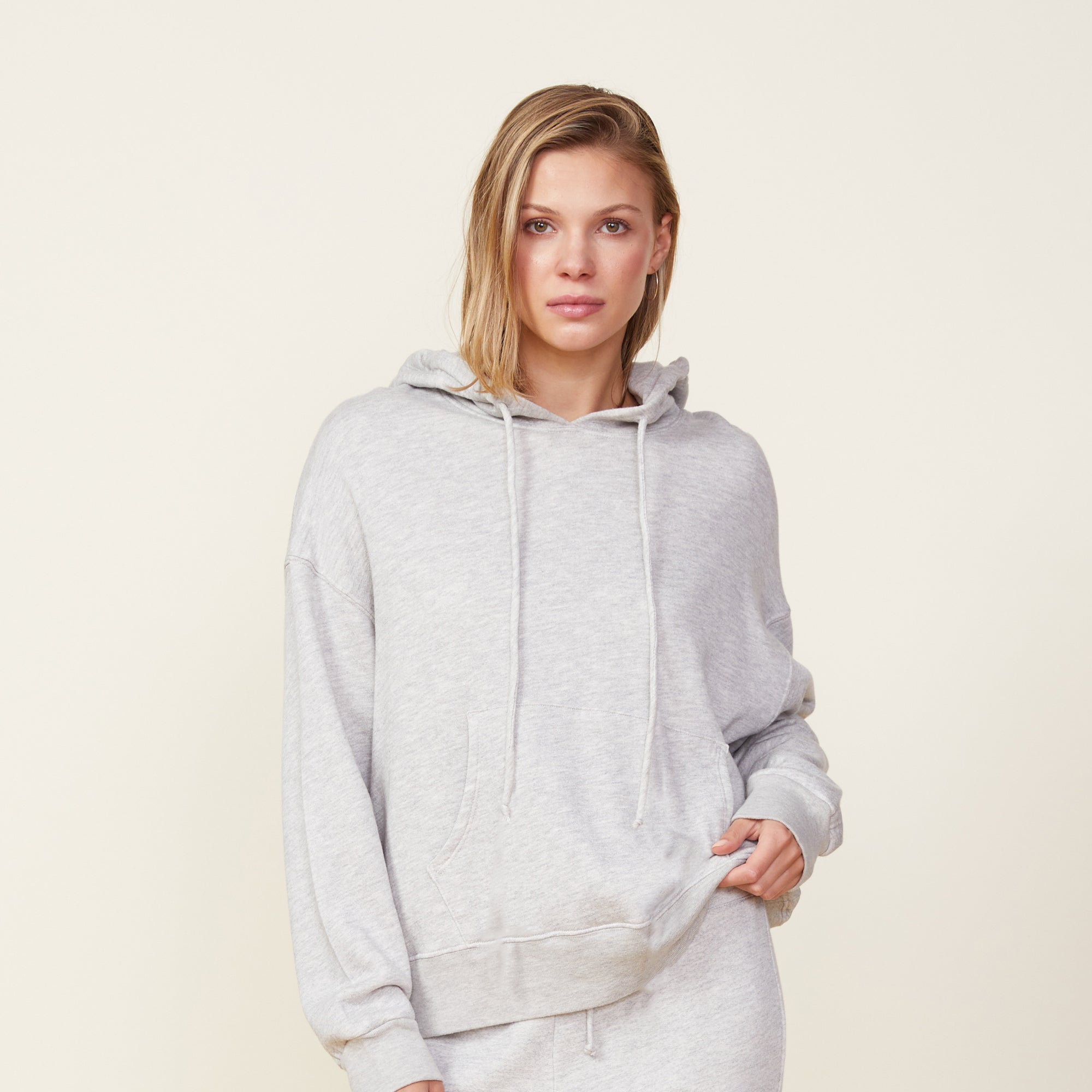 Fleece Slouchy Pullover Hoody | Women | Heather Grey