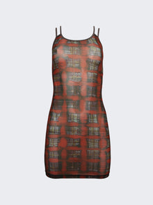 Women | KNWLS | Multi Strap Sport Dress With Logo Acid Plaid Ginger Red