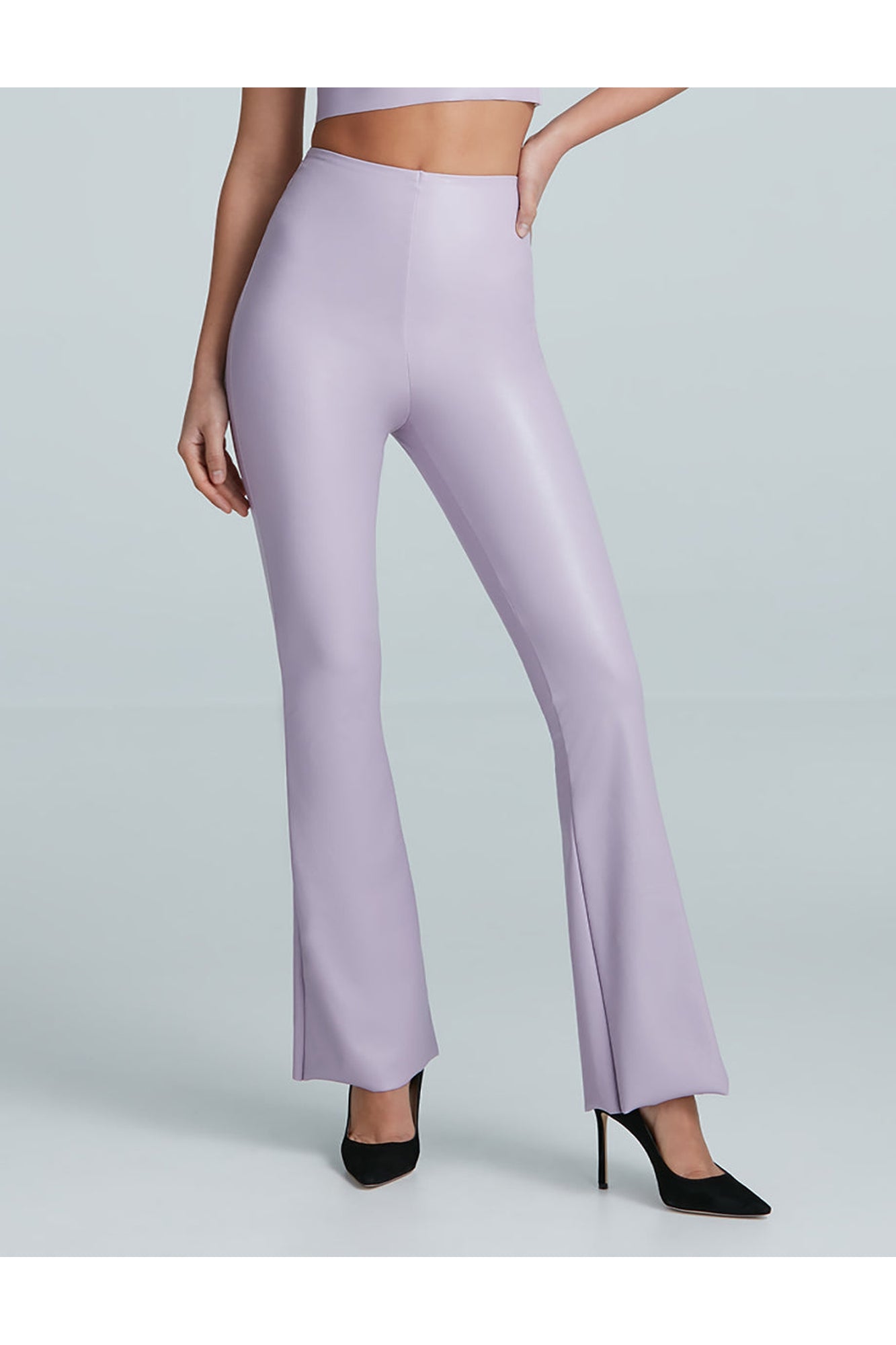 Faux Leather Flared Legging | Lavender