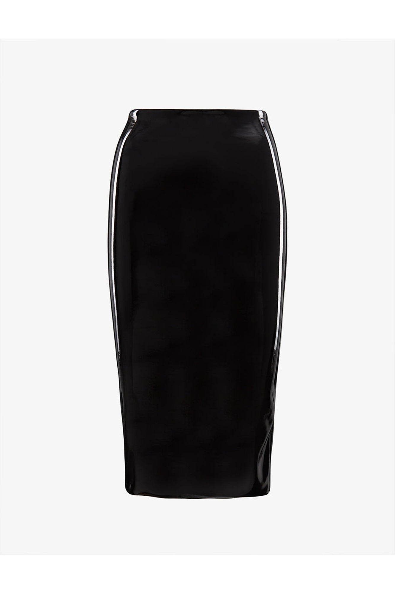 Faux Patent Leather Midi Skirt | Black