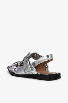 Feminine Buckle Ballerinas in | Silver