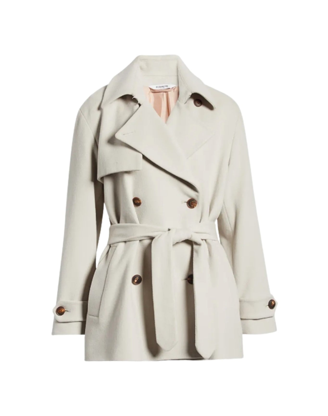 Fleurette | Women | Italian 100% Wool Abbreviated Trench Coat | Fawn