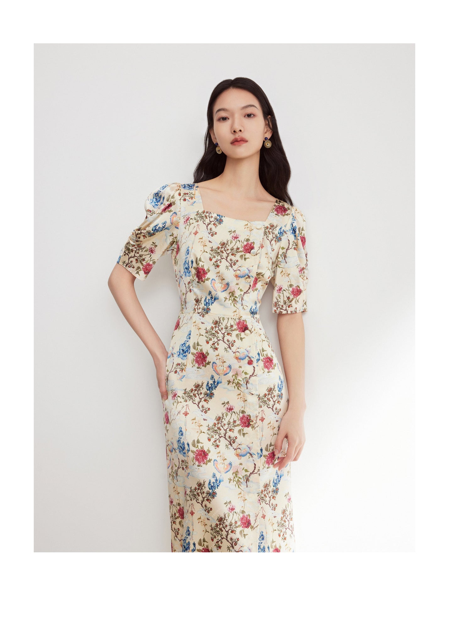 Floral Dress | Beige