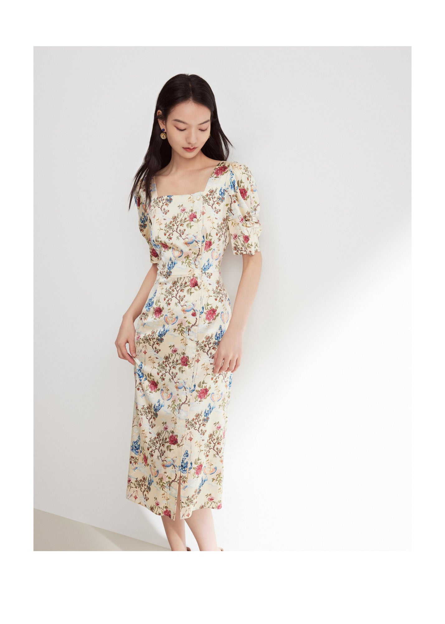 Floral Dress | Beige