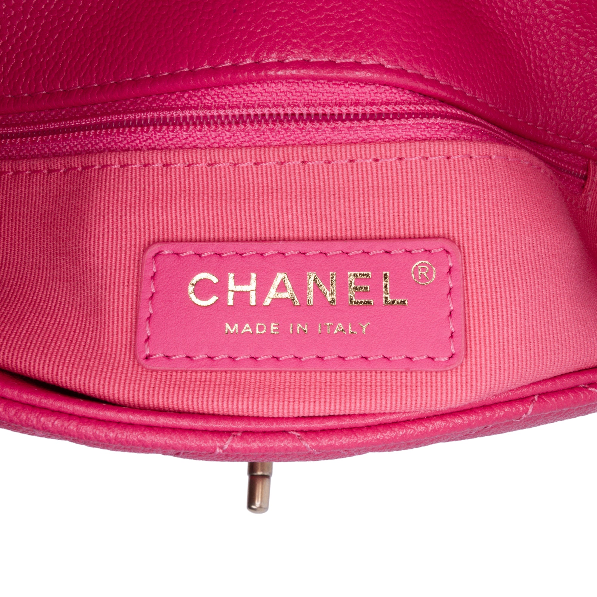 Chanel | Pre-Owned Small Quilted Caviar Chain Melody Flap | Pink/Dark Pink