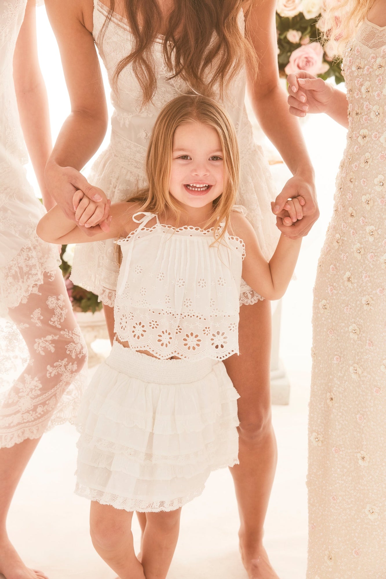 Girls Galine Eyelet Lace Top | Optic White