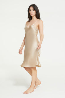 GINIA Silk Midi Slip in Mink - 100% 19mm Silk Grade 6A