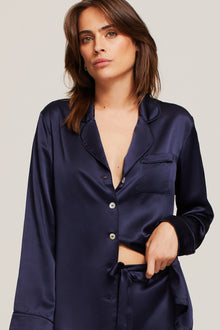 Fine Finishes Pyjama in Midnight - 100% Silk | Ginia Sleep