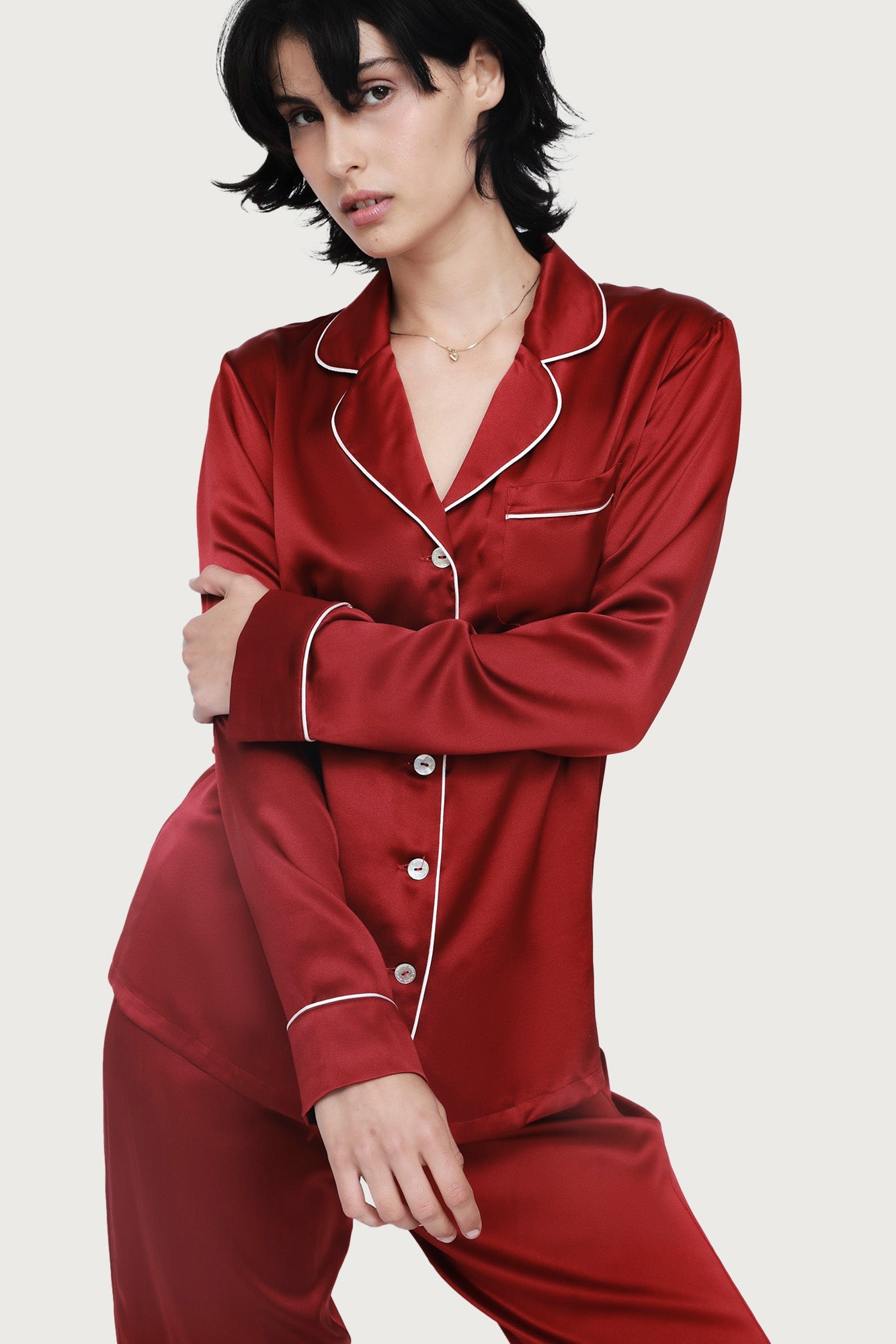 The Fine Finishes Pyjama By GINIA In RED