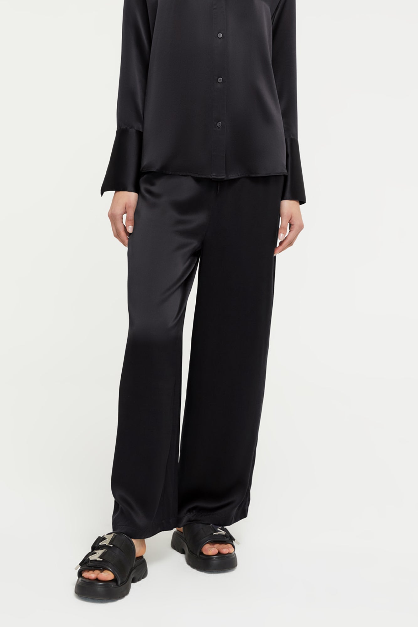 GINIA Isla Pant in Black - 100% 19mm Silk Grade 6A