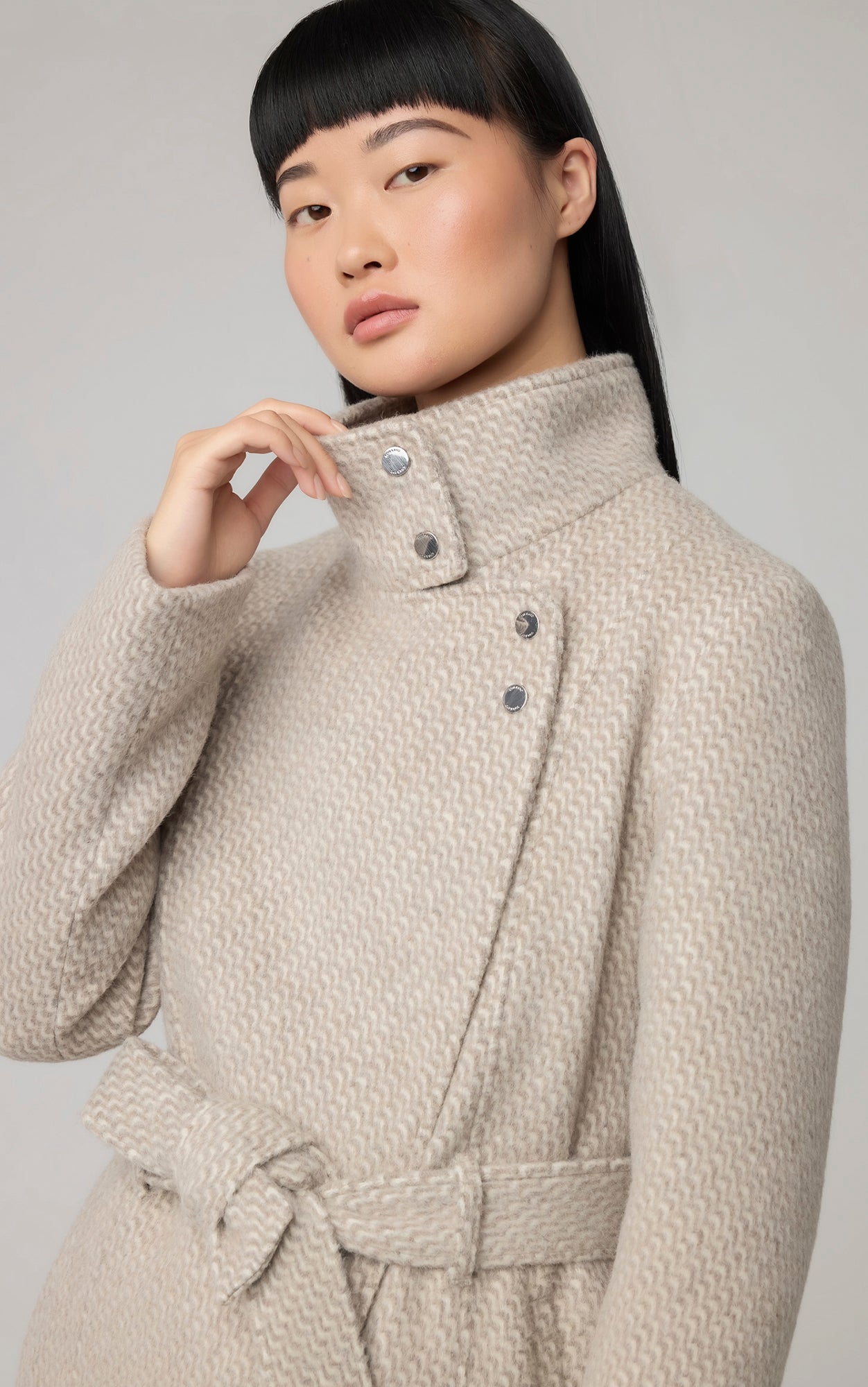 Genie Semi-Fitted Novelty Wool Coat With Belt | Hush