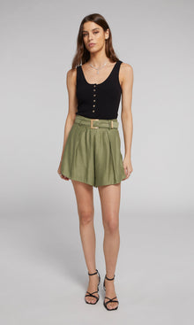 Hailey Metal Belted Shorts | Sage
