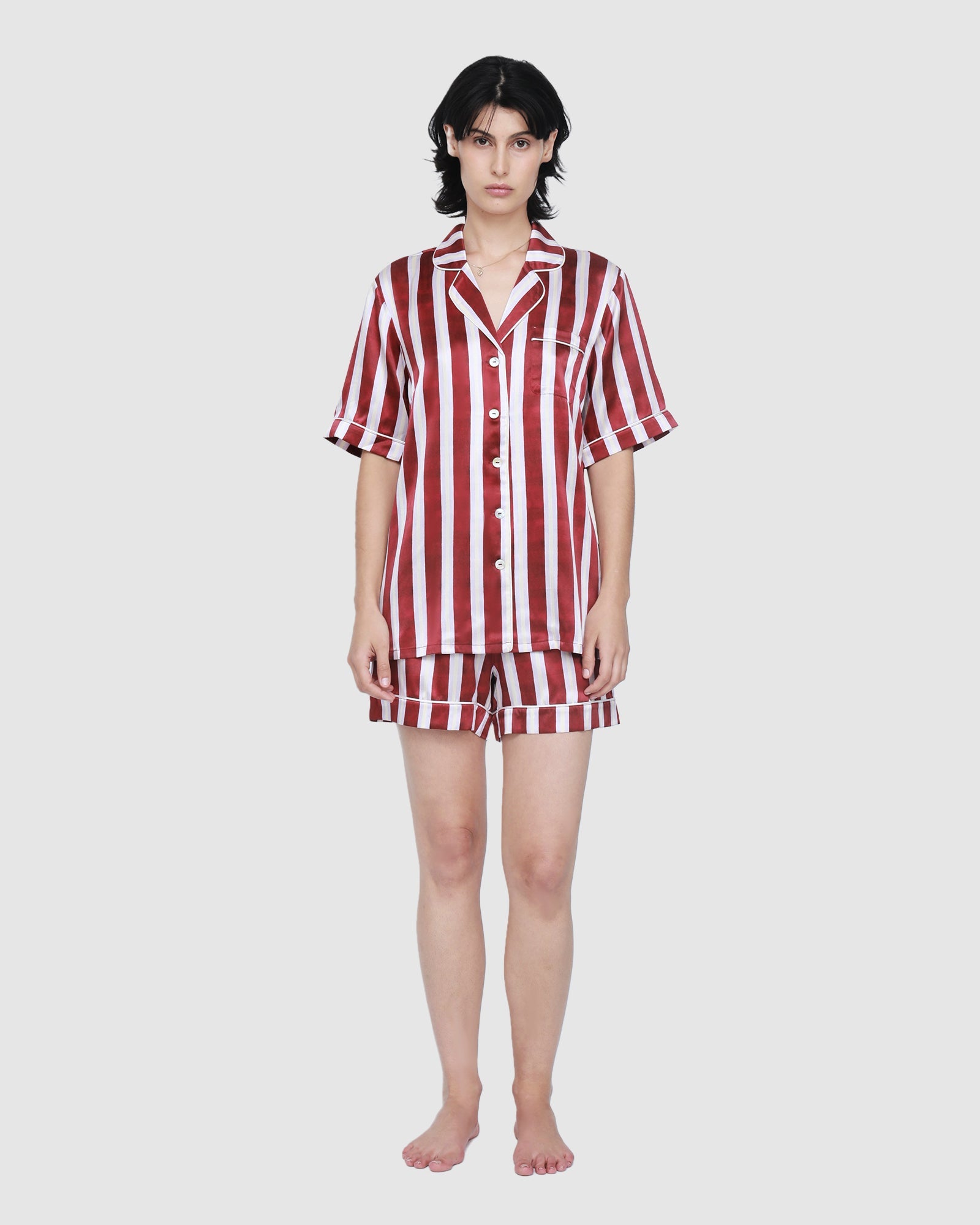 Fine Finishes Short Pajama | Red Stripe