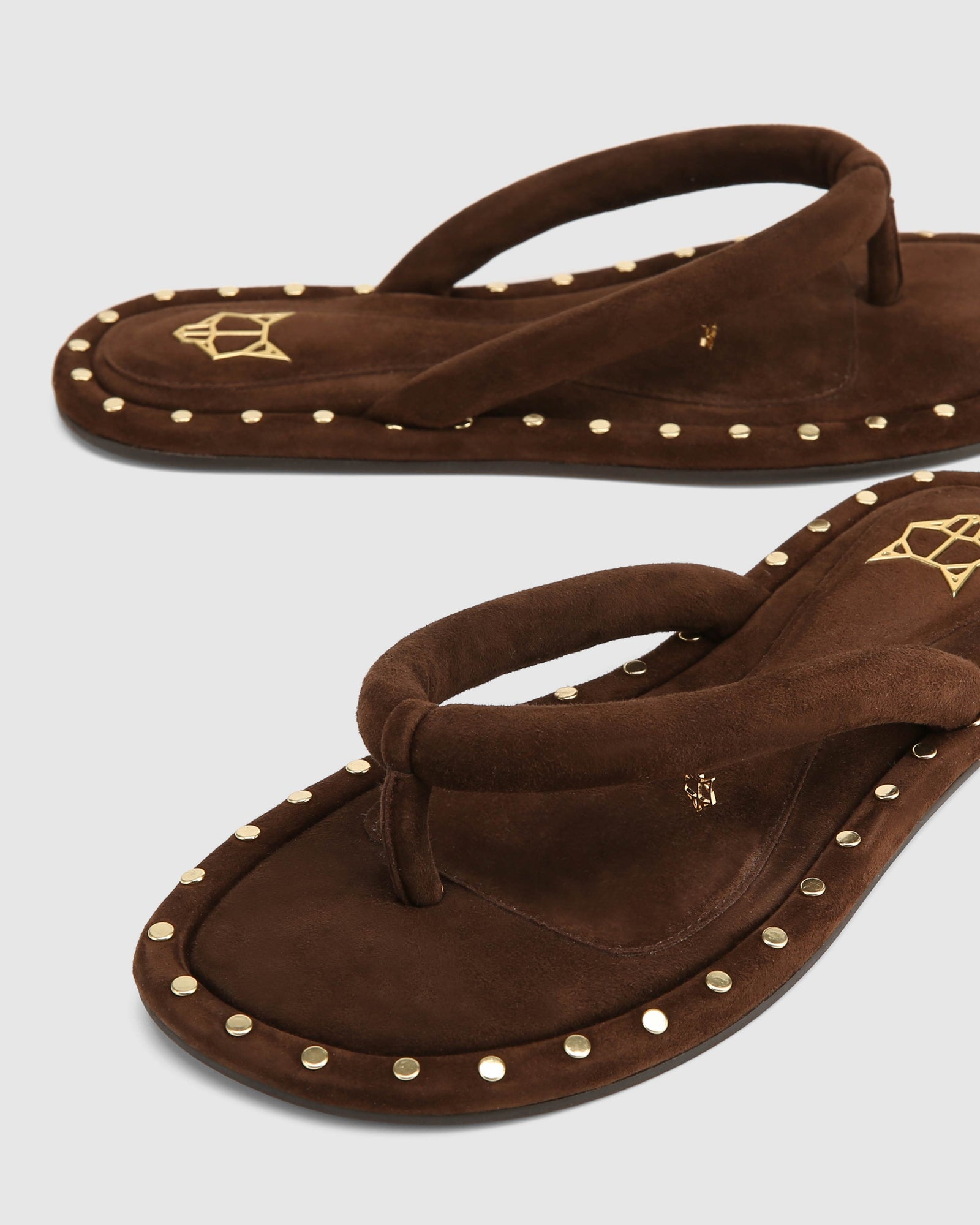 Womens | Grenada Suede Sandal | Brown/Gold Studs