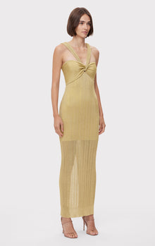 Metallic Textured Rib Gown | Metallic Gold