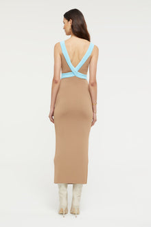 Lilian Dress in Sand/Aqua | Ginia RTW