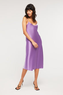 GINIA Delilah Slip in Amethyst 19 Momme Silk