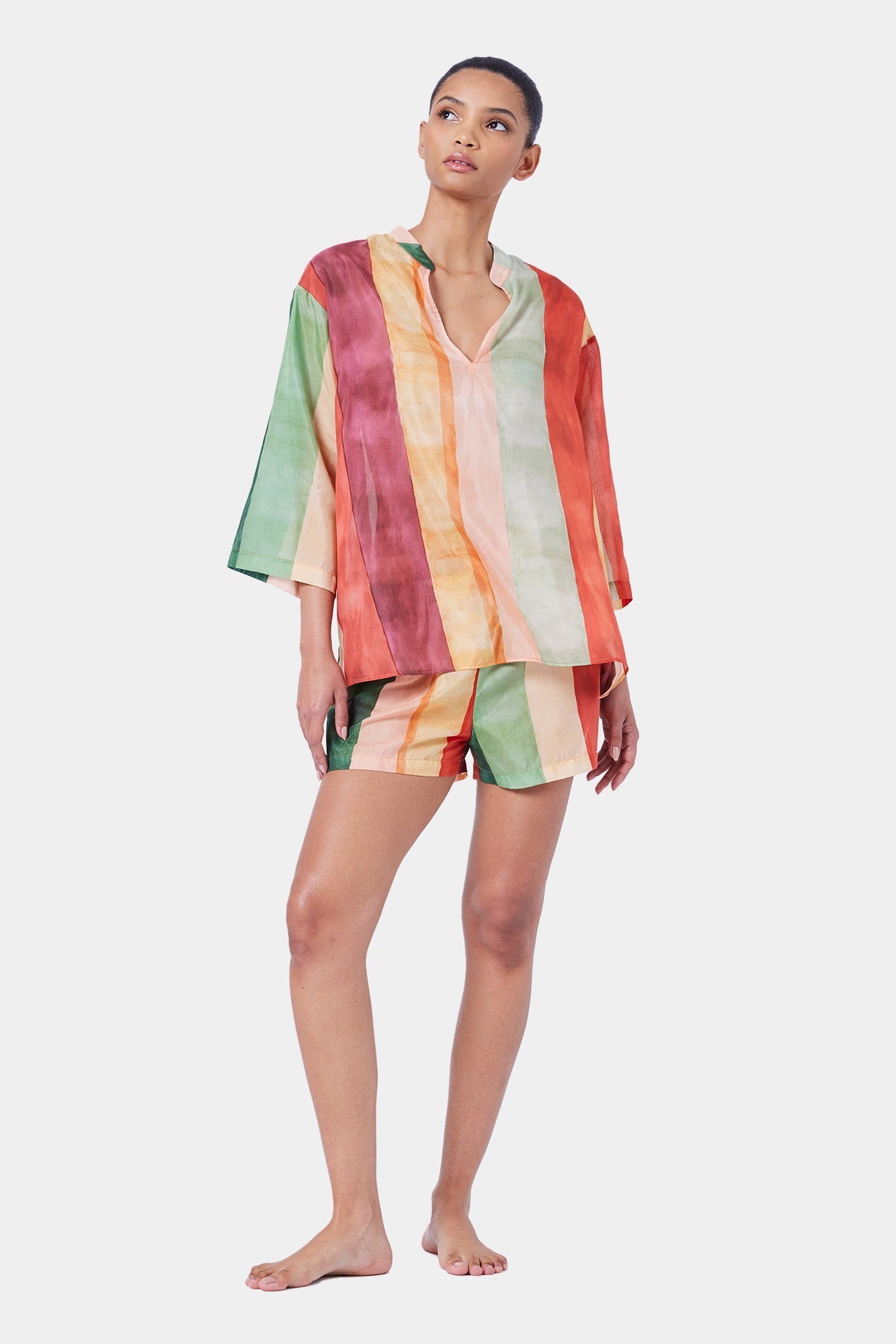 The Laos Stripe Cotton Tunic Dress By GINIA