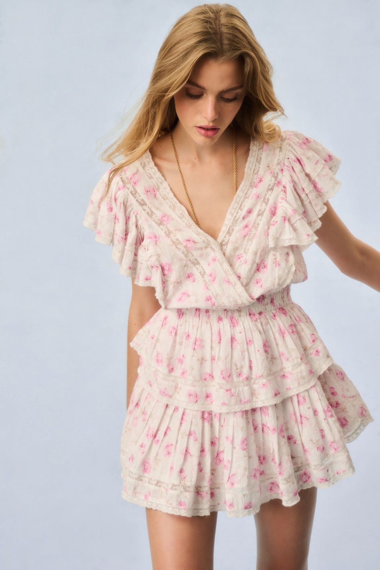 Gwen Heirloom Print Cotton Mini Dress | Sterling Dusk