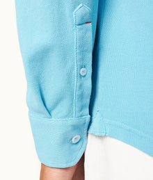 Giles Pique Tailored Fit Classic Collar Cotton Pique Shirt | California Blue