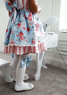 Girl | Abigail Satin Bow Socks Baby | White x Blue