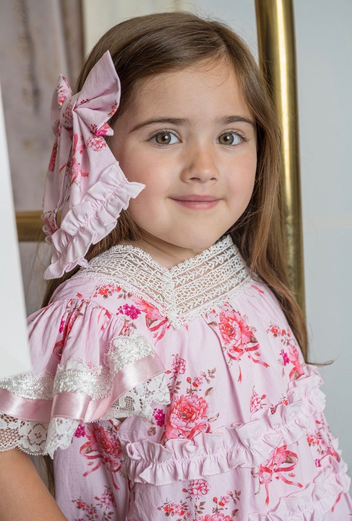 Girl | Amelia Pink Flower Print Short Sleeve Top