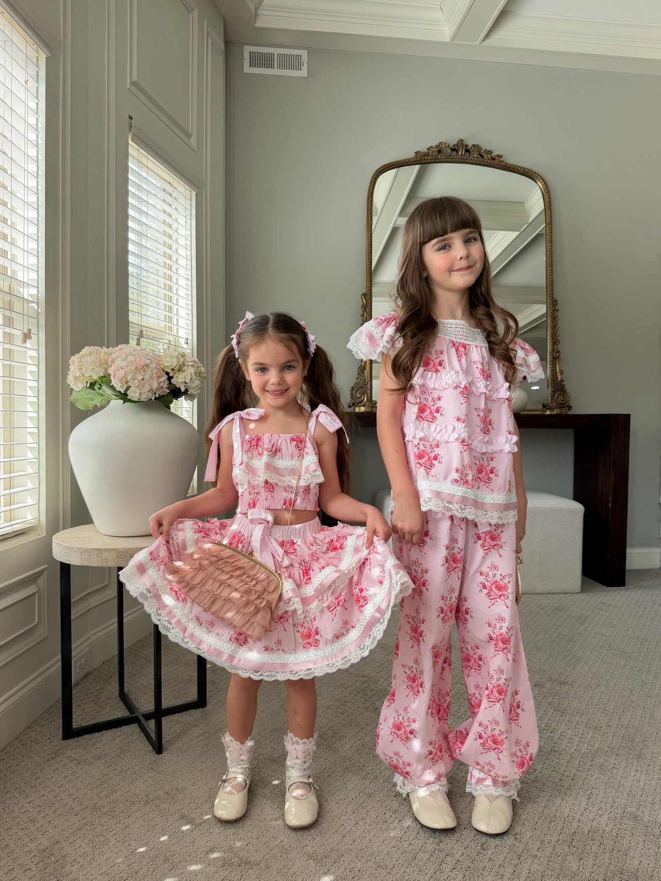 Girl | Amelia Pink Flower Print Skirt