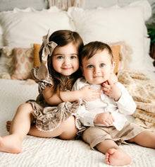 Girl | Ashlyn Tan Linen Top and Shorts Set | Beige