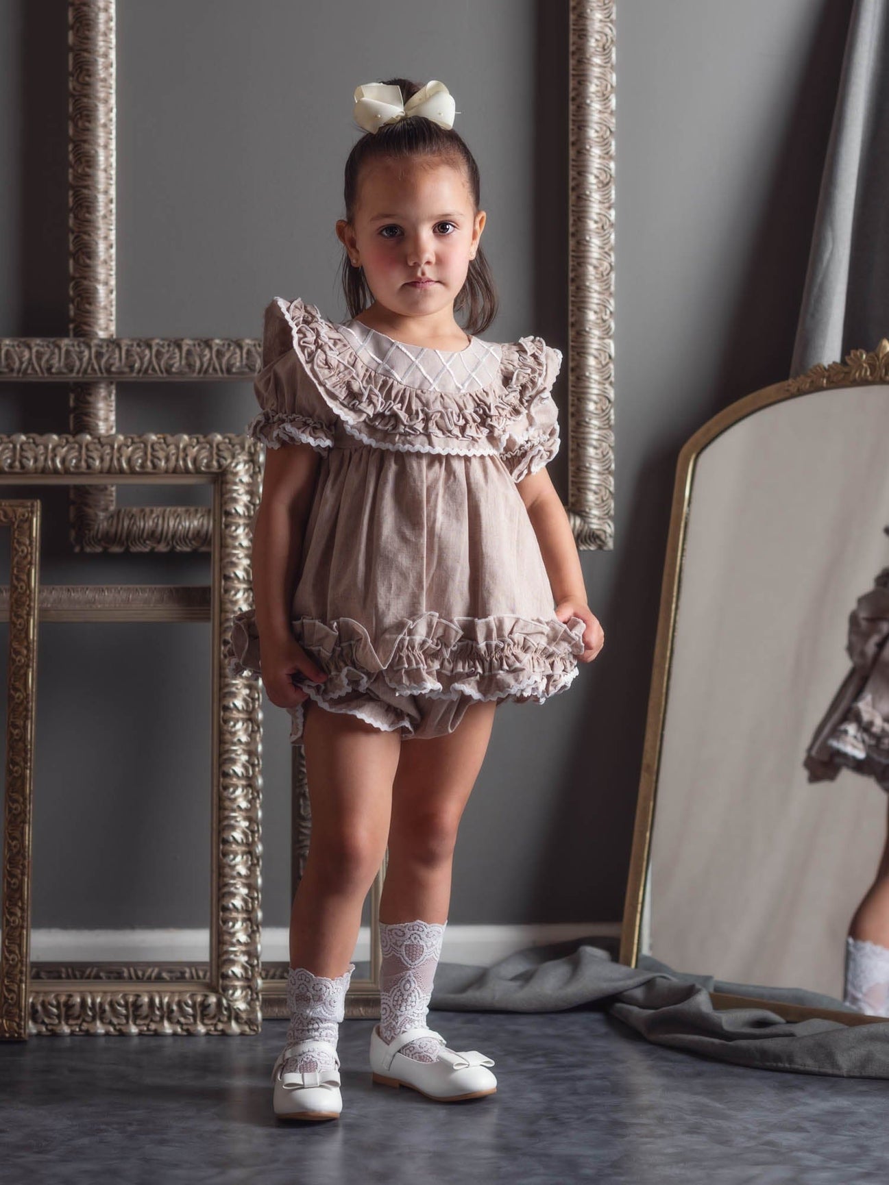 Girl | Ashlyn Tan Linen Top and Shorts Set | Beige